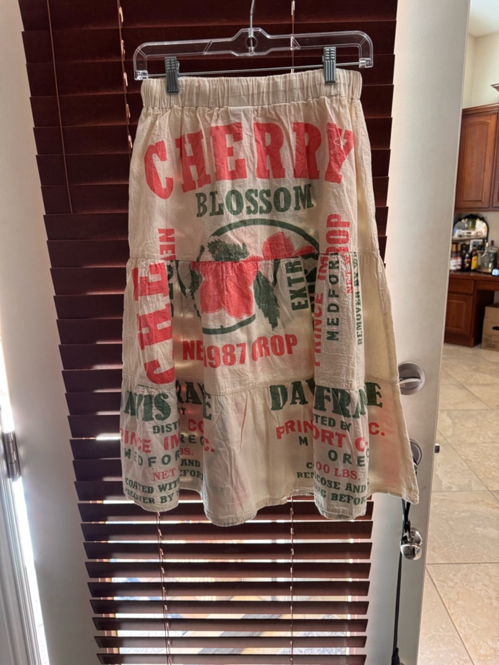 Vintage sack Cherry blossom draw string skirt NWOT - Picture 4 of 4